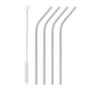 Eco Friendly Stainless Steel Straws with Cleaner - 4 Pack Reusable