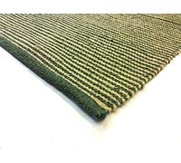 Eco friendly Striped Natural Jute and Recycled Cotton Dark Green Handmade Washable Modern Kilim Durrie Rugs (Medium 90x150cm - (3'x5'))
