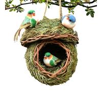 eco friendly twig bird homes - Rattan Hut, Breathable Outdoor Sanctuary, Weatherproof Finches Nesting Pocket | Exterior Patio Fence Ornament for Hummingbird Bluebird Swallow