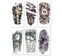Eco-Friendly, Waterproof, Sweat-Resistant, Disposable Realistic Temporary Tattoo Stickers, Bold Full-Arm Tattoos, Personalized Skull Tattoos. 200×105mm A156