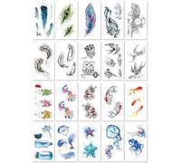 Eco-Friendly, Waterproof, Sweat-Resistant, Fresh And Realistic Simulated Tattoo Stickers, Colorful Ocean-Themed Concealer Tattoo Stickers 105 * 60mm A133