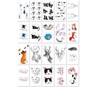Eco-Friendly Waterproof Temporary Tattoo Stickers Of Cats, Dogs, Foxes, And Rabbits. 105×60mm A159