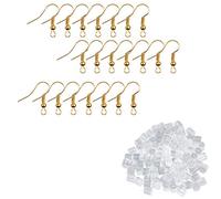 Eco-Fused 200 pcs Gold Earring Hooks and 500 pcs Transparent Earring Backs - Nickel-Free Ear Wires (18mm) - Plastic Stopper Replacement Safety Back (2.5mm x 3mm) -for Jewelry Making, DIY Earrings