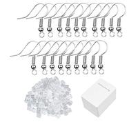 Eco-Fused 200 pcs Silver Earring Hooks, 500 pcs Transparent Earring Backs and 50 pcs Earring Card Holders - Great for Jewelry Making, DIY Earrings