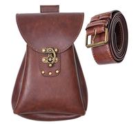 Eco-Fused Medieval PU Leather Belt and Pouch - Renaissance Waist Belt and Dice Bag - Vintage Costume Accessories for Cosplay, LARP, Ren Faire - Viking Pirate Belt and Purse for Men and Women