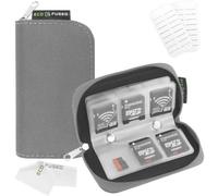 Eco-Fused Memory Card Case - Fits up to 22x SD, SDHC, Micro SD, Mini SD and 4X CF - Holder with 22 Slots (Grey)