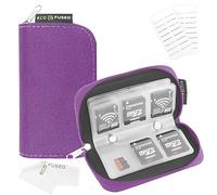 Eco-Fused Memory Card Case - Fits up to 22x SD, SDHC, Micro SD, Mini SD and 4X CF - Holder with 22 Slots (Purple)