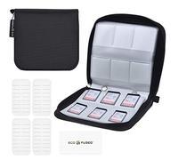 Eco-Fused Memory Card Case - Fits up to 44x SD, SDHC, Micro SD, Mini SD and 4X CF - Holder with 44 Slots (8 Pages) - for Storage and Travel - Microfiber Cleaning Cloth and Labels Included