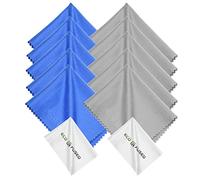ECO-FUSED Microfiber Cleaning Cloth - 6 x 7 Blue/Grey with White Cleaning Cloth - 12 Pack for Glasses & Camera Lens