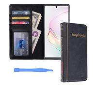 ECO-FUSED Replacement Book Cover Case Compatible with Samsung Galaxy Note 20 Ultra - Wallet Style Credit Card and Bill Slots Inside - Vintage Encyclopedia Design - Faux Leather - Removal Tool - Cloth