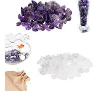 Eco-Fused Tumbled Chips Stone Crushed Glass Crystal Pieces - Amethyst & Quartz Rock - Irregular Shaped Natural Stones for Arts, Crafts, Jewelry, Decor and More - Aquarium, Plants, Candle Decoration