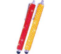 Eco-Fused Universal Bling Stylus Pens - 2 Long Gem Covered Stylus Pens Compatible with All Capacitive Touchscreen Devices/Microfiber Cleaning Cloth (Red+Yellow)