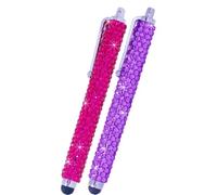 Eco-Fused Universal Bling Stylus Pens - 2 Long Gem Covered Stylus Pens - For All Capacitive Touchscreen Devices - All Android Phones, Tablets and More