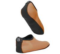 ECO-FUSED Water Socks for Women - Extra Comfort - Protects Against Sand, Cold/Hot Water, UV, Rocks/Pebbles - Easy Fit Footwear- Yoga, Beach, Pool, Volleyball, and More(Medium, Brown & Black)