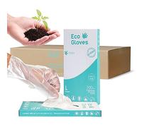 Eco Gloves Plant-Based Compostable Eco-friendly Gloves for Food Prep & Cleaning Large Size - 24 Boxes/Case