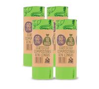Eco Green Living 100% Compostable Biodegradable Bin Liners 60L Bin Bags for Food Waste, Kitchen Tall Bin Liners, Vegan, Strong, Leakproof, BPA Free, Recyclable, 4 Rolls, 40 Bags