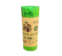 Eco Green Living 100% Compostable & Recyclable 10 Litre Bin Liners. Biodegradable & Plastic Free. Strong Leak Proof Caddy Bags, Small Bin Bags for Food Waste & Kitchen Caddies, 42cm x 54cm 18 Bags