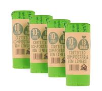Eco Green Living 100% Compostable & Recyclable 10 Litre Bin Liners. Biodegradable & Plastic Free. Strong Leak Proof Caddy Bags, Small Bin Bags for Food Waste & Kitchen Caddies, 42cm x 54cm 72 Bags