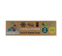 Eco Green Living 4L Compostable Food & Freezer Bags, Eco Friendly, BPA Free, Plant-Based, Biodegradable Food Storage Bags for Meat, Vegetables & Fruit, Food Prep, Quad Pack, 100 Bags