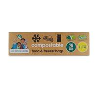 Eco Green Living 6L Compostable Food & Freezer Bags, Eco Friendly, BPA Free, Plant-Based, Biodegradable Food Storage Bags with Writable Label Space for Meat, Vegetables & Fruit, Food Prep 20 Bags