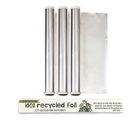 Eco Green Living Aluminium Tin Foil, Extra Thick Recycled Kitchen Foil Roll for Cooking Grilling and Food Wrapping, Cutting Edge Dispenser, 10m Recycled Foil x 30cm Wide - Trio Pack
