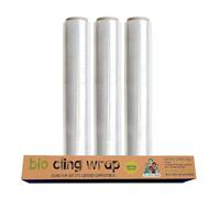 Eco Green Living Biodegradable Cling Film Bio Cling Wrap 100% Compostable, BPA & Plastic-Free Food Wrap, Vegan, Fridge & Freezer Safe, Recyclable Cardboard Dispenser. 3 Pack 30cm x 30m