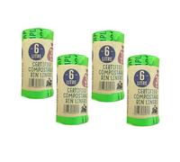 Eco Green Living compostable, biodegradable food Bin Liners x 4 Pack. Plastic Free, Strong and Leak Proof Food Caddy Bags for Food Waste and Kitchen Caddies, 120 Bags 6l.
