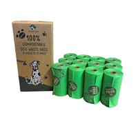 Eco Green Living Compostable Dog Waste Bags, Plastic-Free, Biodegradable Dog Poo Bags, 100% Plant Based, Leakproof & Odour Resistant Sustainable Pet Waste Disposal, 180 Bags, Green