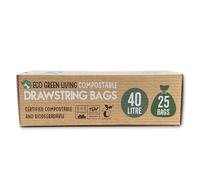 Eco Green Living Compostable Drawstring Bags - 40L - 25 Bags