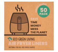 Eco Green Living Non Stick Air Fryer Liners, 100% Compostable & Biodegradable Parchment Paper Liners, Circle Shaped to Fit All Air Fryers, Non Stick, Greaseproof, Heat Resistant - Pack of 50