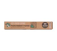 Eco Green Living Parchment Baking Paper, Unbleached Non-Stick Greaseproof Paper for Baking Roasting and Cooking, Compostable Plastic Free Roll - 30cm x 20m
