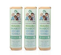 Eco Green Living Reusable Bamboo Towels for Kitchen Cleaning, Up to 100 Uses Per Cloth, 28cm x 28cm, 3 Packs of 20 Bamboo Sheets - Trio Pack