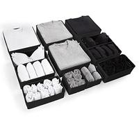 Eco Home Store 12pcs Black Large Drawer Organisers Divider Drawer Dividers Clothes Storage Bedroom Drawers Wardrobe Organiser Storage Organizer Clothing & Wardrobe Storage Solutions