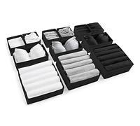 Eco Home Store 12pcs Black Large Drawer Organisers Divider Drawer Dividers Clothes Storage Bedroom Drawers Wardrobe Organiser Storage Organizer Clothing & Wardrobe Storage Solutions