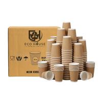 ECO House 500 x Kraft 8 Ounce Ripple 3 Ply Disposable Insulated Paper Cups for Tea Coffee Cappuccino Hot Drinks
