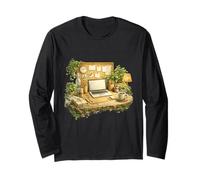 Eco Inspired Cozy Workspace Illustration Long Sleeve T-Shirt