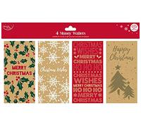 Eco Kraft Christmas Money Gift Wallets, 100% Recycled Materials - Pack of 4