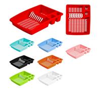 ECO Large Plastic Dish Drainer Rack | Heavy Duty Sturdy Dish Rack for Kitchen Countertop | Red Dish Drainer for Efficient Kitchen Organization & Cutlery Placement (Red)