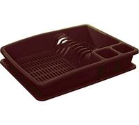 ECO Large Plastic Dish Drainer Rack with Drip Tray | Heavy Duty Sturdy Dish Rack for Kitchen Countertop | Brown Dish Drainer for Efficient Kitchen Organization & Cutlery Placement (Brown)