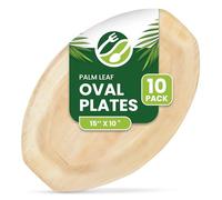ECO Leaf 10 Disposable Palm Leaf Serving Platters, Large Oval 15" x 10" (36cm x 25cm), Trays Starters Canape Wedding Plates, Like Wooden Plates | Sturdy Hot Food Trays, Eco-Friendly Food Trays