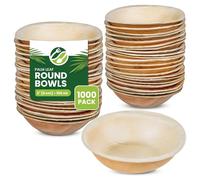 Eco Leaf 1000 Disposable Palm Leaf Mini Round Bowls, 3" (9cm), 100ml (3oz) - Biodegradable, Eco-Friendly Snack Bowls, Sauce Pots, Ketchup and Mayo Pots, Oven Safe for Parties