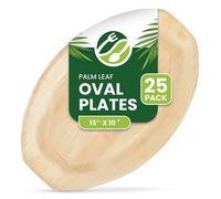 ECO Leaf 25 Disposable Palm Leaf Serving Platters, Large Oval 15" x 10" (38cm x 25cm), Trays Starters Canape Wedding Plates, Like Wooden Plates | Sturdy Hot Food Trays, Eco-Friendly Food Trays