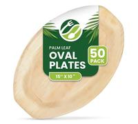 ECO Leaf 50 Disposable Palm Leaf Serving Platters, Large Oval 15" x 10" (38cm x 25cm), Trays Starters Canape Wedding Plates, Like Wooden Plates | Sturdy Hot Food Trays, Eco-Friendly Food Trays