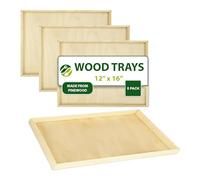 Eco Leaf Products 12"×16" Wooden Rectangle Serving Platter Set of 5 - Reusable & Biodegradable, Durable Eco-Friendly Tray for Weddings, Parties, Buffets, BBQs & Outdoor Gatherings