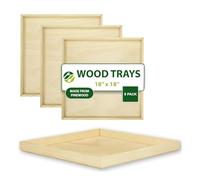 Eco Leaf Products 18"×18" Solid Wooden Large Square Serving Tray Set of 5 - White Birch Base, Durable Pine Wood Frame, Reusable & Biodegradable - Perfect for Weddings, Parties, Picnics & Daily Use
