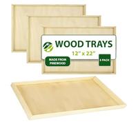 Eco Leaf Products 22"×12" Wooden Large Rectangle Serving Platter Set of 5 - Reusable & Biodegradable, Durable Eco-Friendly Tray for Weddings, Parties, Buffets, BBQs & Appetizers