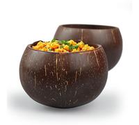 Eco Leaf Set of 10 Round Polished Coconut Bowls (350ml) - 100% Natural, Eco-Friendly, Chemical-Free, Sustainable & Biodegradable - Ideal for Salads, Soups, Fruits, Cereal, Porridge & More