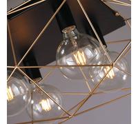 Luminosa Lighting Luminosa Abraxas Globe Cage Semi Flush Ceiling Light, Black, Gold, E27