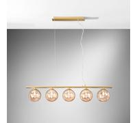 Eco-Light Neptun pendant light, cream, length 100 cm, 5-bulb, glass