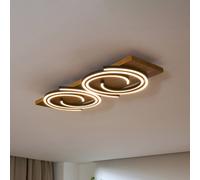 Eco-Light Rifia LED ceiling lamp, brown, 70 cm, 2-bulb, wood